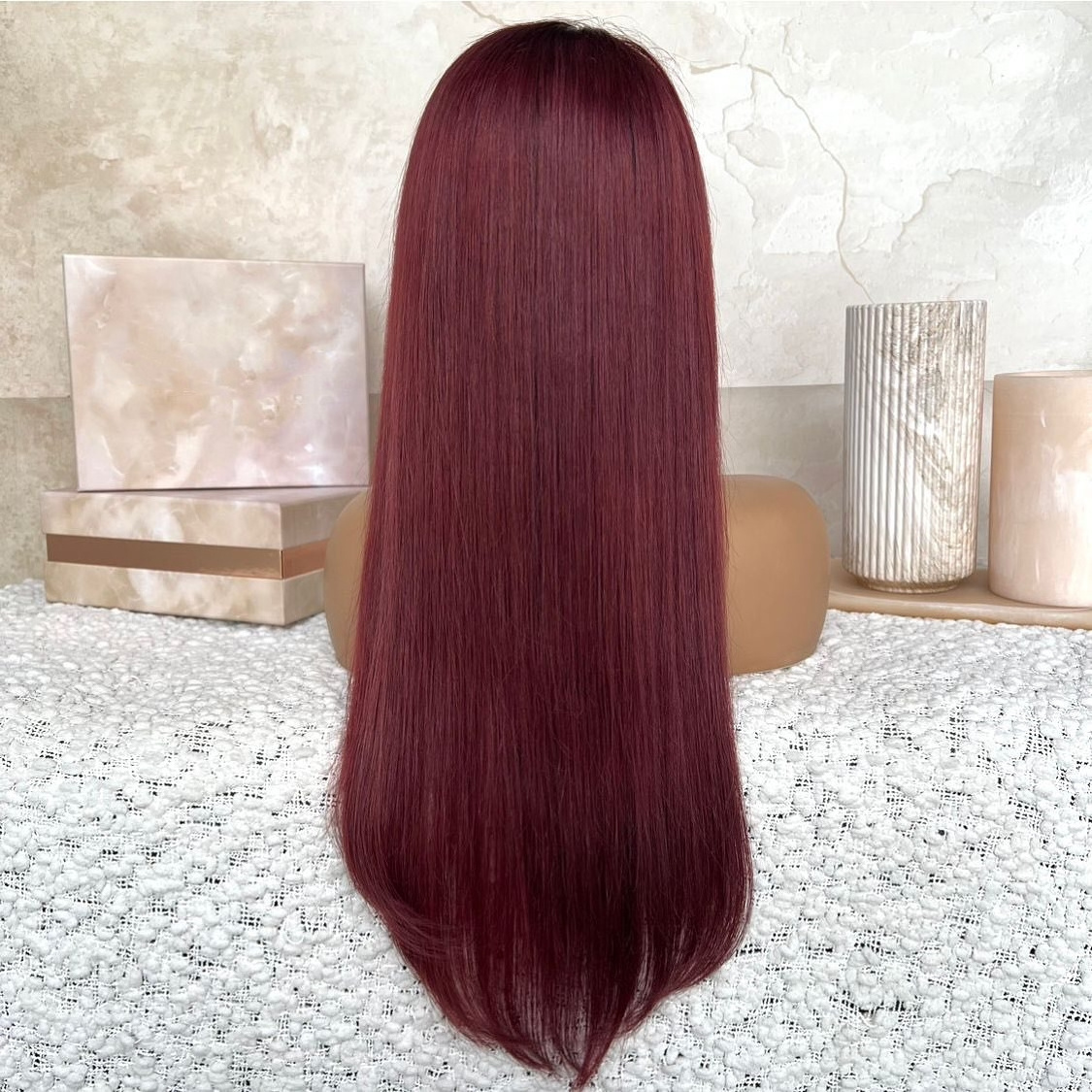 Freedom Wig Burgundy 99J Color Double Drawn Side Part Raw Vietnamese Hair Free Sample HD Lace Front Wigs For Women