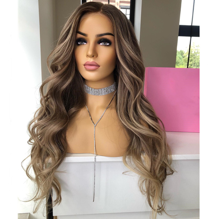 Fashion Wigs Supplier Ombre Ash Blonde Color Loose Wave Human Hair 150% Density 13*6 Deep Part Transparent Lace Front Wig