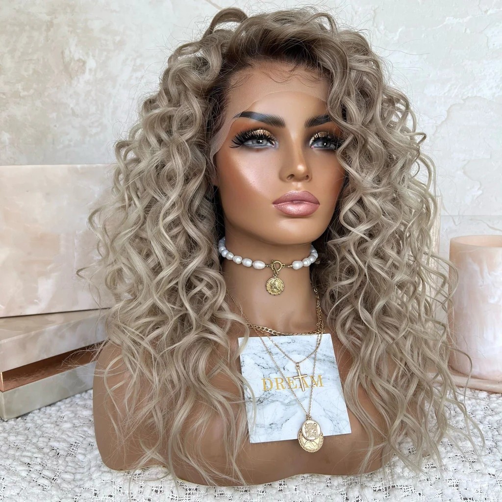 Freedom Wig Ombre Ash Blonde Color Loose Curly Fashion Style Raw Vietnamese Human Hair Full HD Lace Wigs For Women