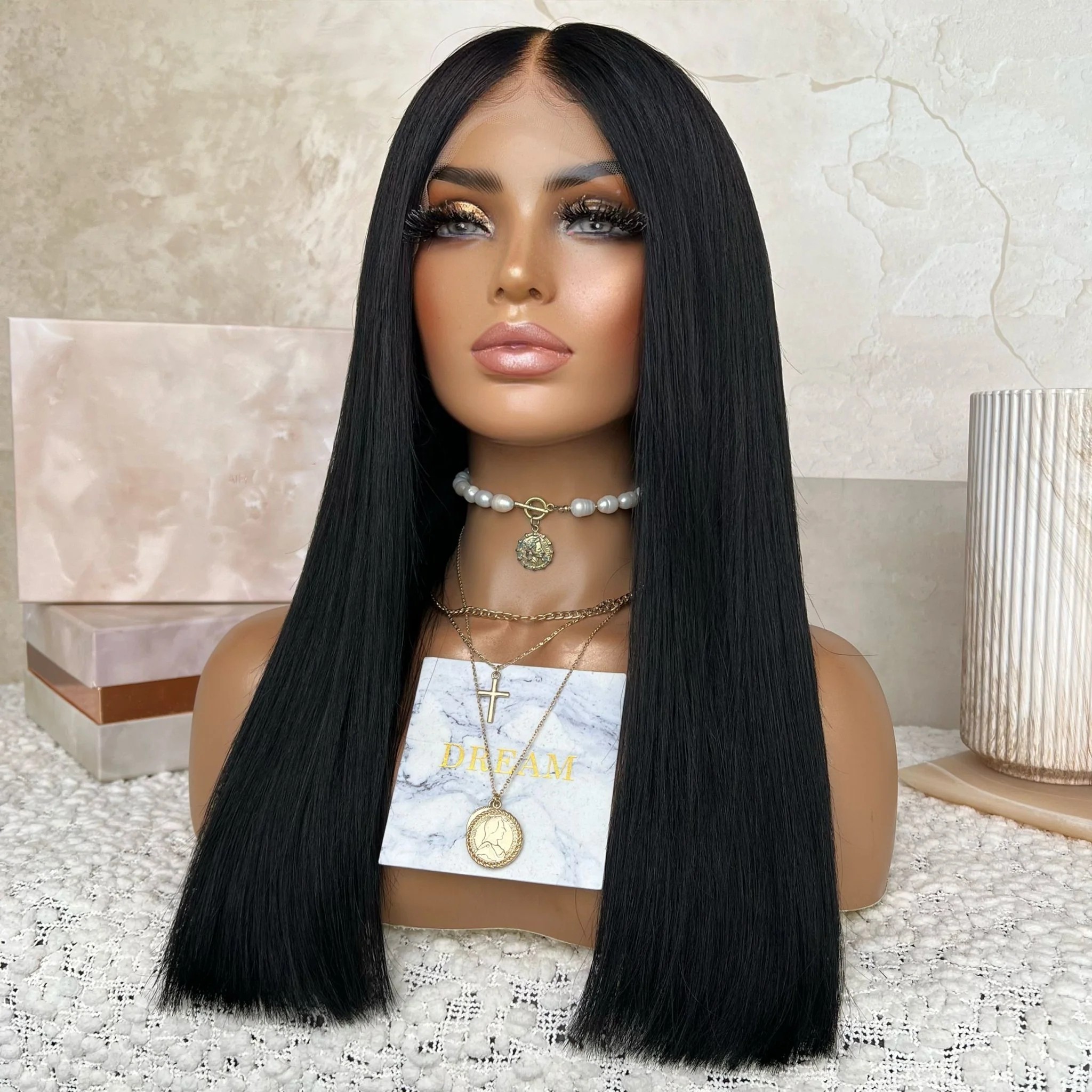 Freedom Same Natural Black Color Blunt Cut Wig Kosher Real 100% Raw Human Hair Swiss Lace Front Wigs For Women