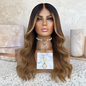 Freedom Same Quality Long Ombre Balayage Brown Color Kosher Virgin Remy Human Hair Swiss Lace Front Wigs For Women