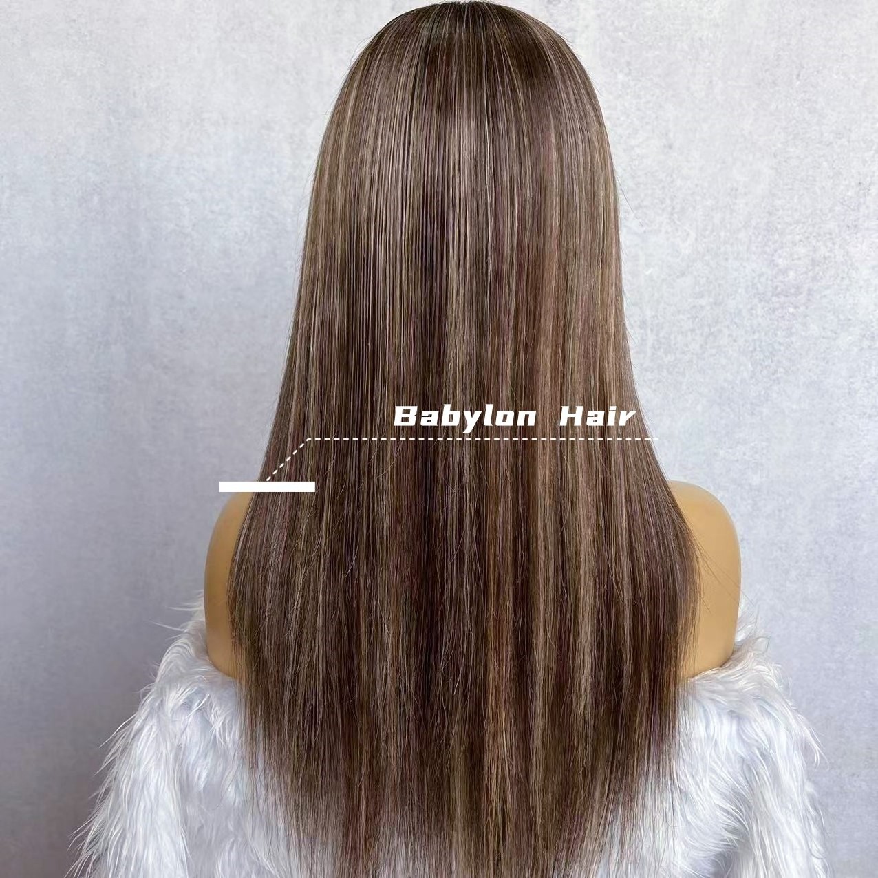 Babylon Original Silicone Breathable Cap Ash Brown Highlight Pu Toppers Virgin Remy Cuticle Human Hair Medical Full Lace Wigs