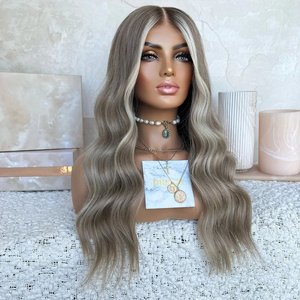 Freedom Best Double Drawn Gray Ash Brown Color Body Wave Kosher Real 100% Pure Raw Cuticle Human Hair French Lace Front Wigs