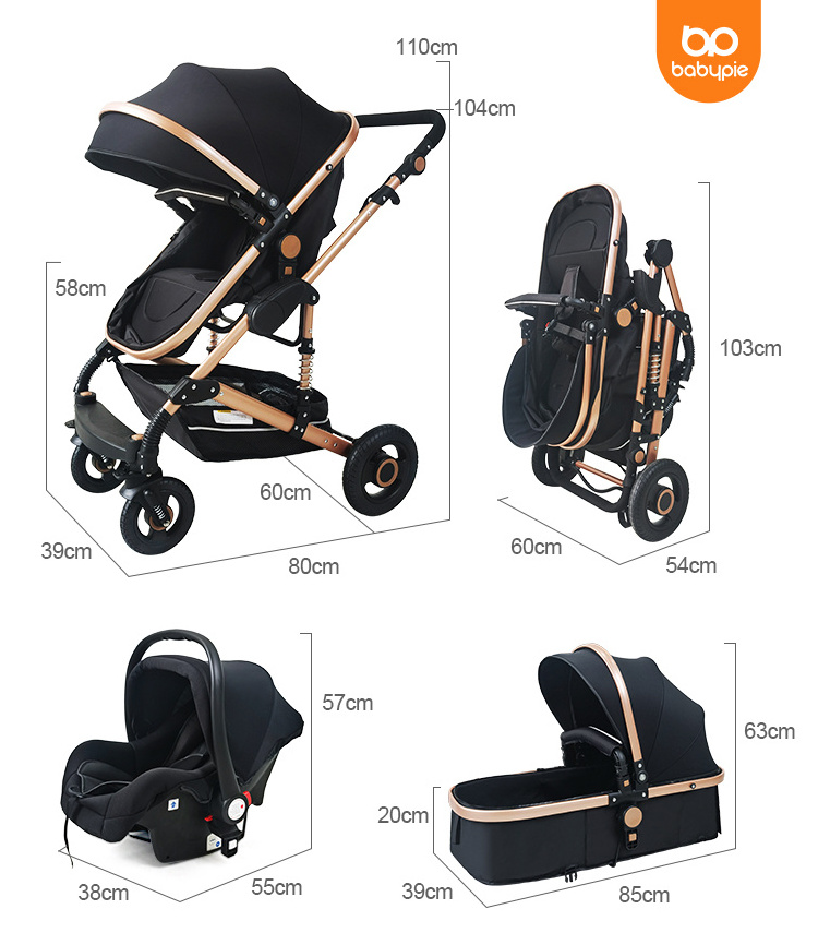 Wholesale Baby Pushchair Stroller Travel System Child Kids Stroller Luxury Baby Trolley Foldable Pram 3 In 1 Stroller For Baby