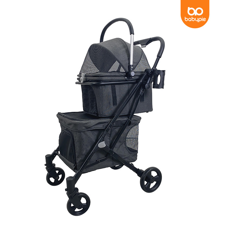 Factory wholesale high quality large dog stroller luxury 4 wheels pet stroller cat dog trolley for dog