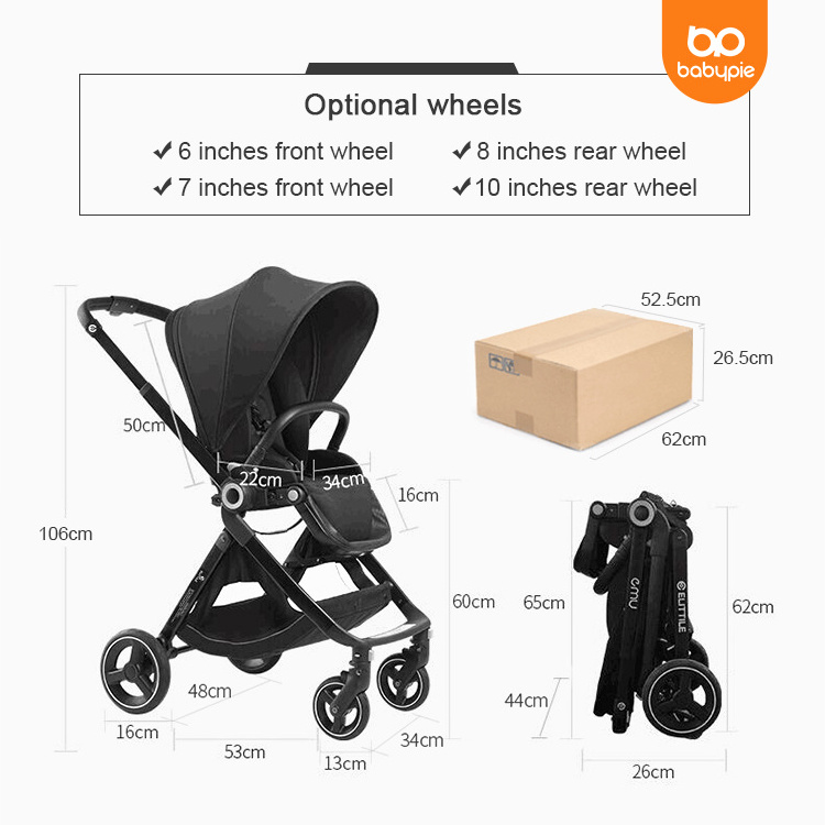 luxurious 3in1 stroller baby 4 in 1 High landscape Light Folding Pram Can Sit Can Lie Ultra-light Portable 4 Wheel Baby stroller