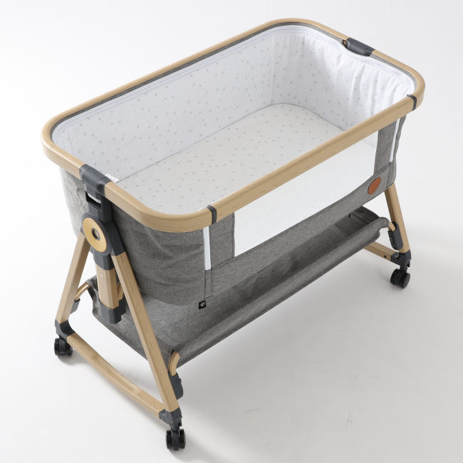 Playkids ASTM Certificate OEM  Baby Portable Gery/Bule Bed Foldable Swinging Crib Bedside  Cradle  Swing Bassinet