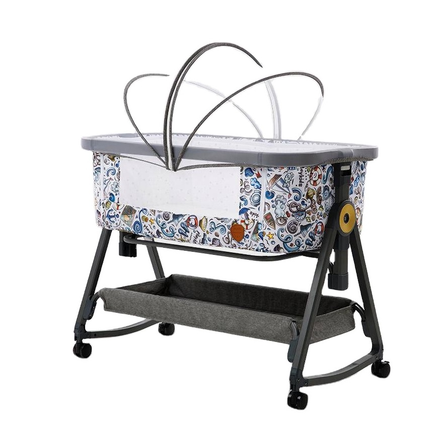 New born Multifunctional  adjustable cot baby portable baby crib bed bassinet blue metal baby cribs