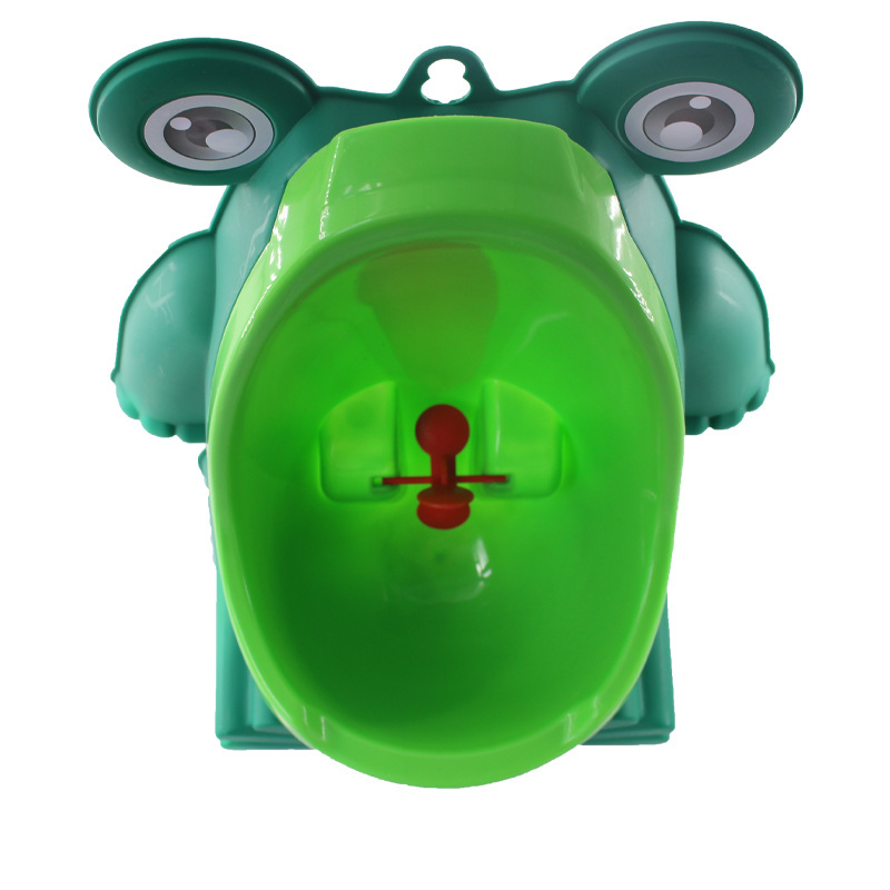 Frog Potty  for Toddler Boys Standing Toilet with Aiming Target-Green Training Urinal with Drain Tube