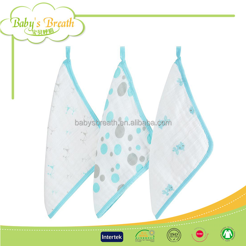 muslin swaddle Cotton Square Face Cloth Organic Cotton Muslin Washing Cloth with print