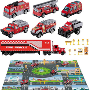 Hot-selling car models children's fire truck model competition map toy