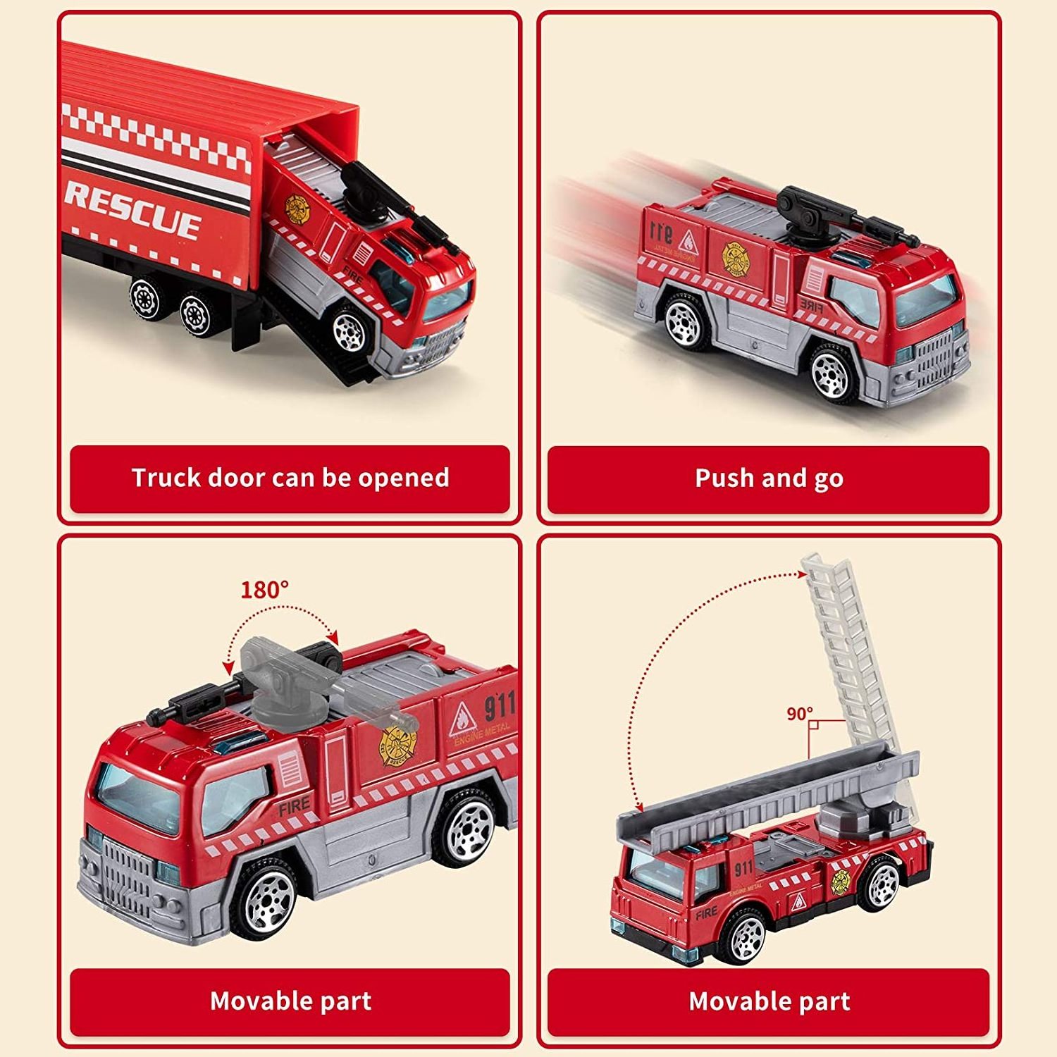 Hot-selling car models children's fire truck model competition map toy