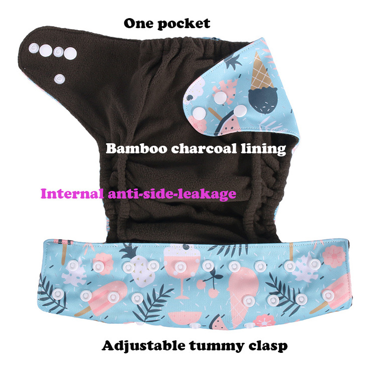 4 Pcs Cotton Bulk Cloth Diapers Couche Lavable Charbon Incontinentie Luiers Aio Cloth Diapers Bamboo Charcoal Cloth Diaper