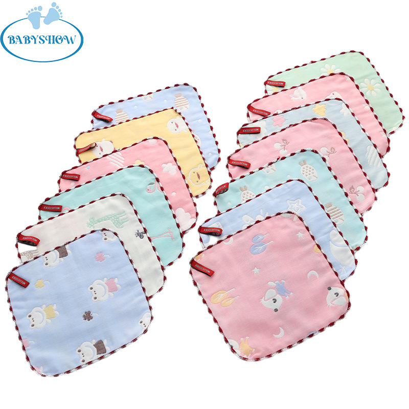 Babyshow small towels muslin cotton baby face towels stay dry face cleaning towel cloth