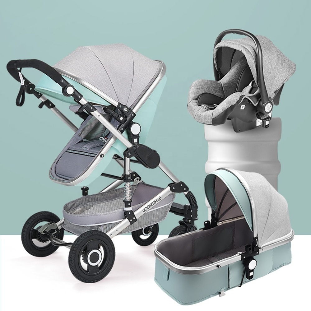 Purorigin 2024 baby products luxury 3 in 1aluminum frame baby trend expedition stroller wagon with baby car seat 0-3 years old