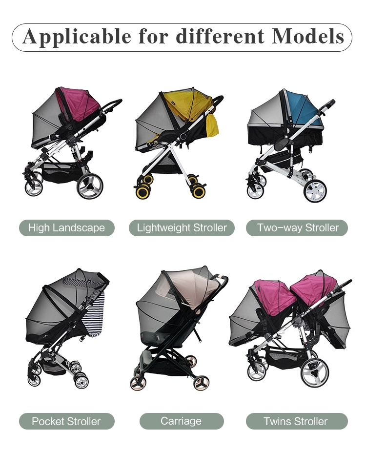 Purorigin universal baby stroller accessories full cover modern portable high density mosquito net foldable for baby stolller