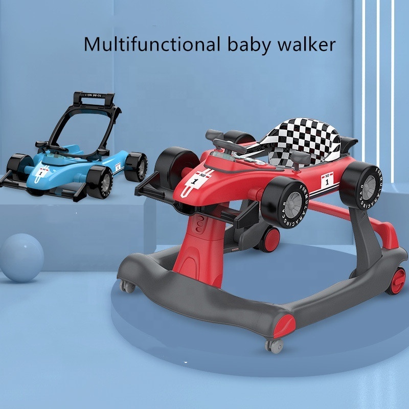 Baby walker anti-O-leg multi-function hand-push walker early education music foldable U-shaped walker