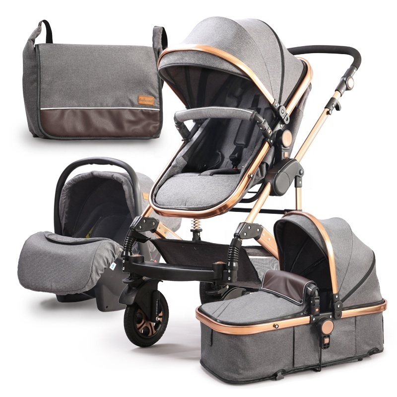 Purorigin top selling high quality foldable baby stroller 4 in 1 pram carrier baby pram with car seat and mommy bag