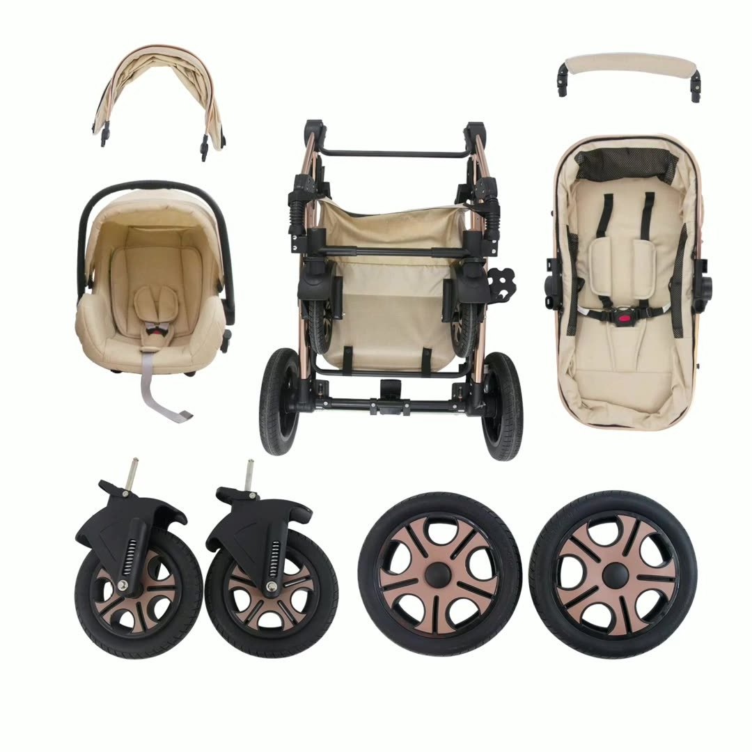 Purorigin top selling high quality foldable baby stroller 4 in 1 pram carrier baby pram with car seat and mommy bag