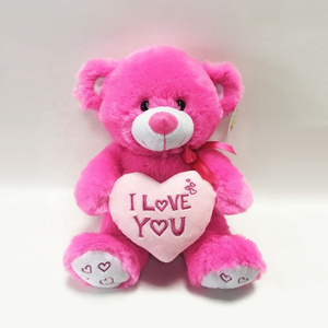 China valentine festival gifts plush pink teddy bear with LOVE heart pillow