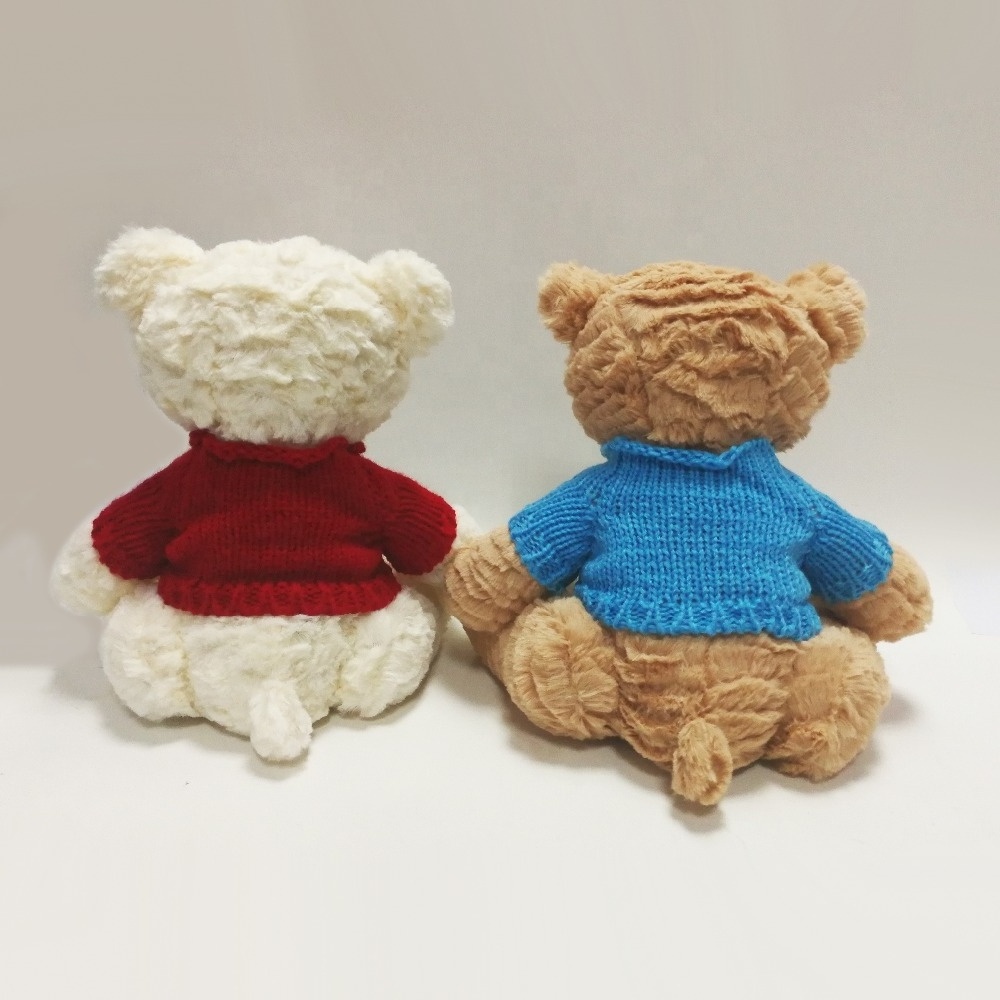 Custom T-shirt Colorful Sweater Plush Stuffed Toy Soft Teddy Bear Knitted Teddy bear