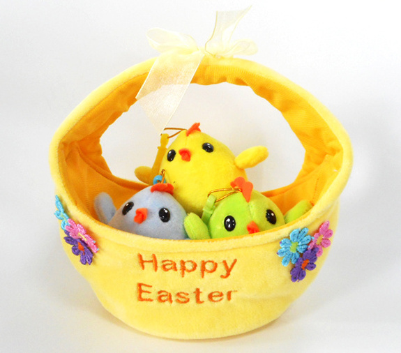 Online shopping easter decoration frog stuffed rabbit and chick with basket