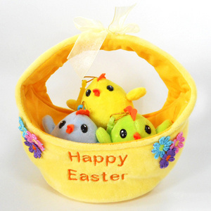 Online shopping easter decoration frog stuffed rabbit and chick with basket