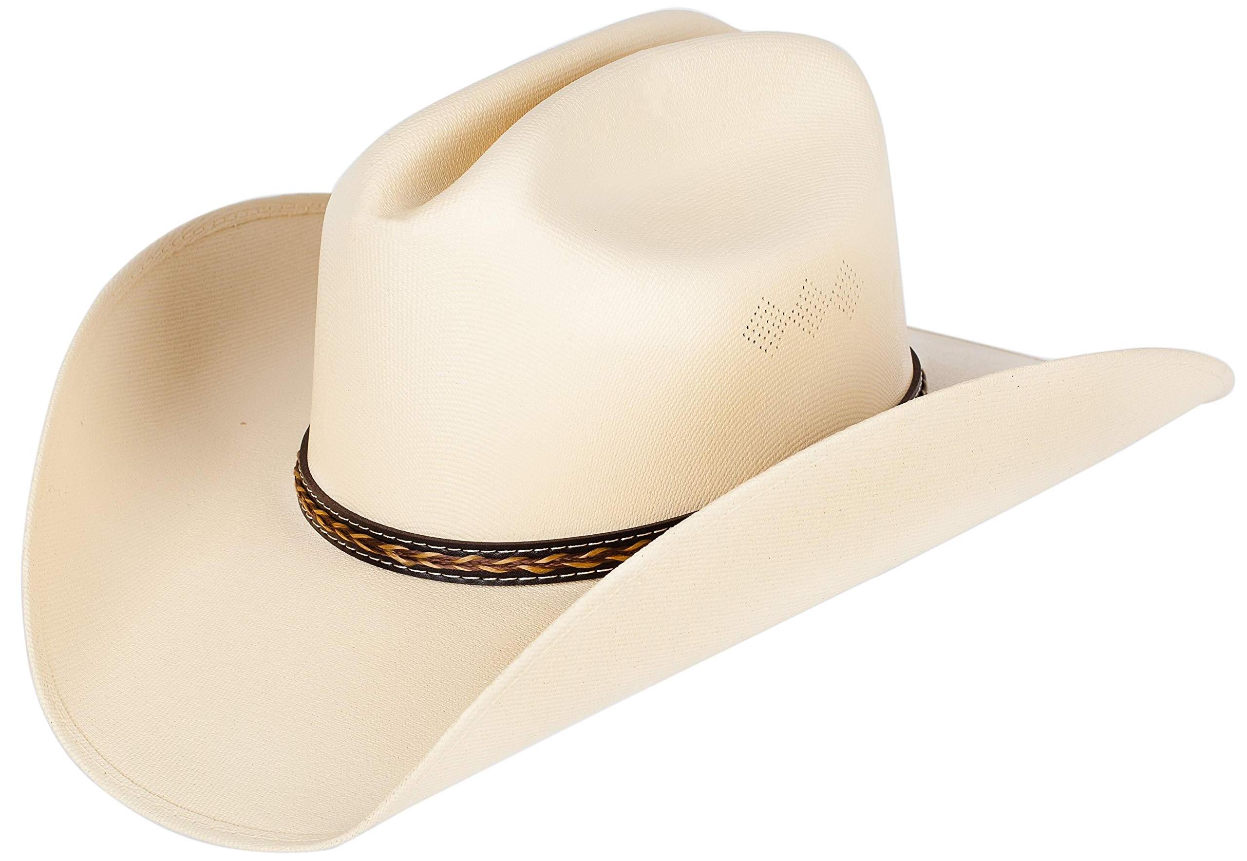 Western Style Pinch Front Straw Canvas Cowboy Cowgirl Straw Hat