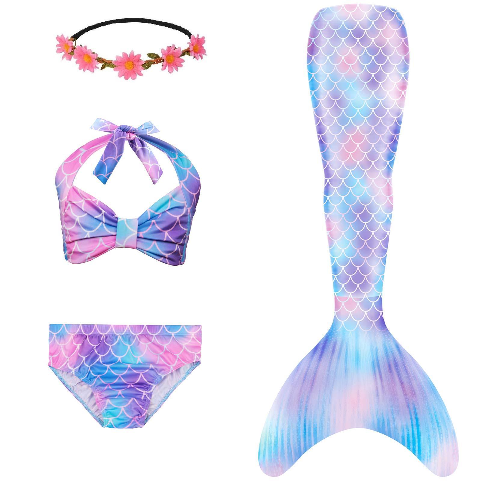 Mermaid Tails for Swimming Girls Swimsuit Princess Bathing Suit Bikini