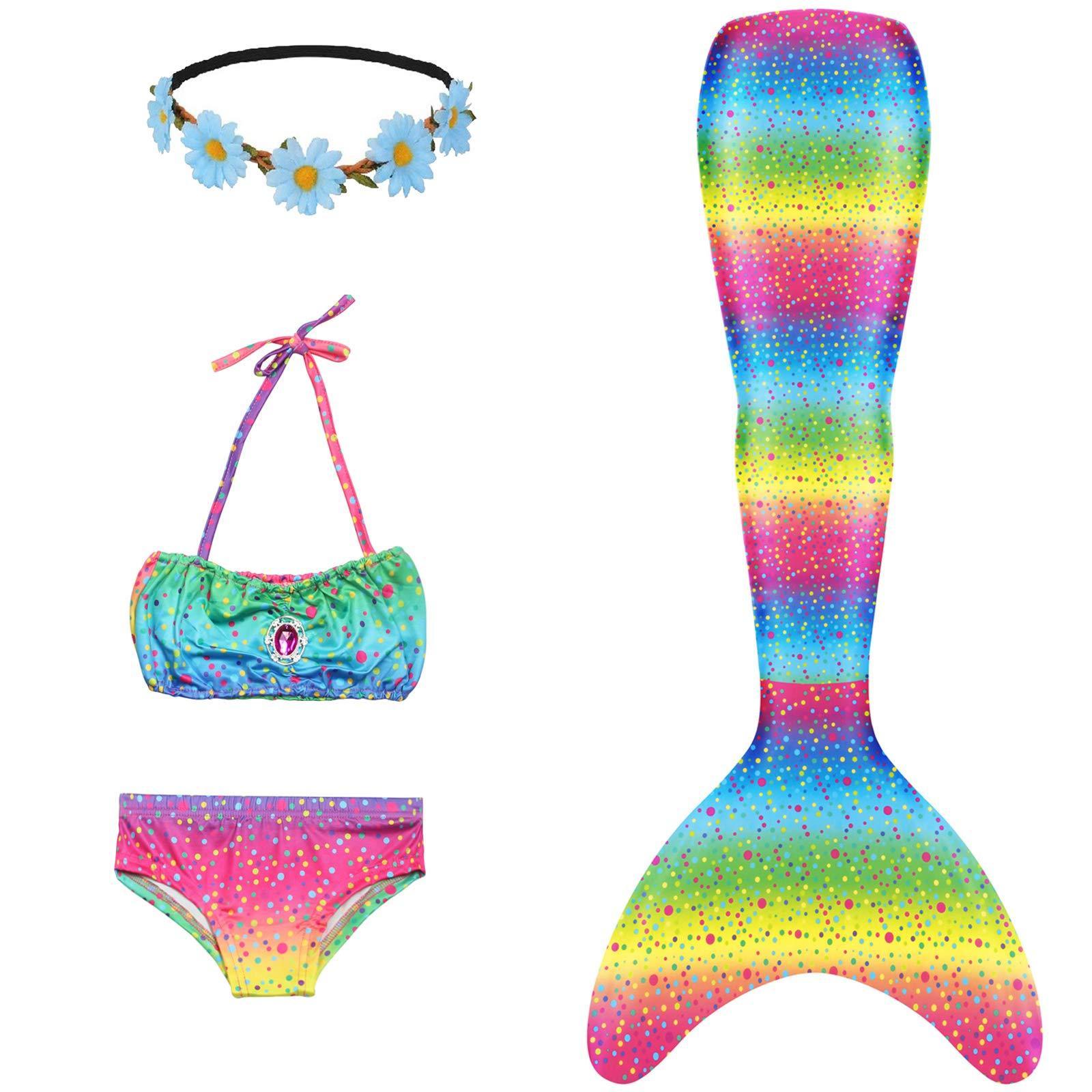 Mermaid Tails for Swimming Girls Swimsuit Princess Bathing Suit Bikini