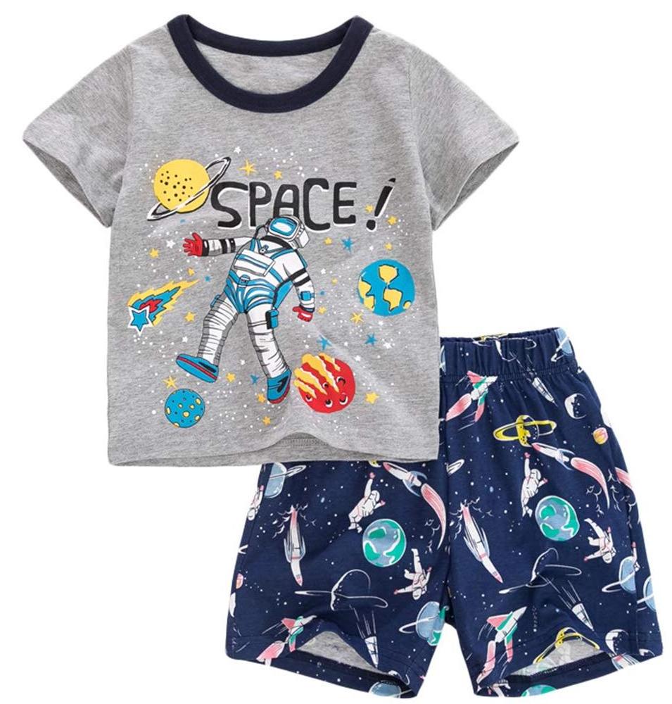 Boys Pajamas 100% Cotton Toddler 2 Piece Short Sleeve Pjs Kids Summer Sleepwear Clothes Set