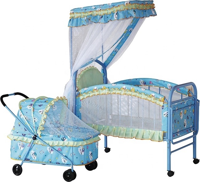 Hot sales metal bed baby crib with mosquito net  (BM6252)