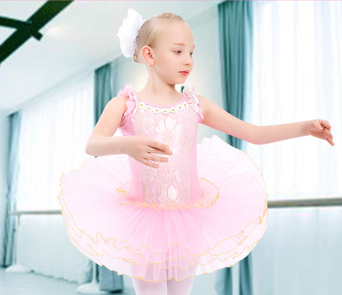 dance girls ballet pink dress high quality girls ballet dance dress