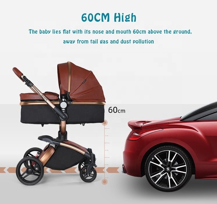 360 Degree Rotatable 3 in 1 Luxury Baby Carriage Easily Folded Pram for Baby  0-3 Years Old Fashionable Egg Shape Baby Stroller