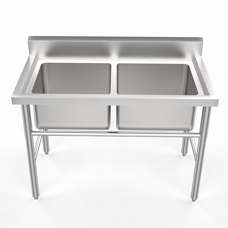 Customized Industrial Utility Commercial Kitchen Stainless Steel 2 Compartment Sink For Restaurant