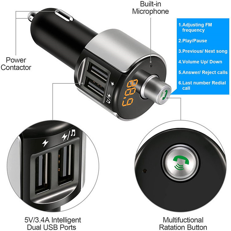 C27A Dual USB Charger Wireless  FM Transmitter MP3 Player Radio Adapter Universal Car Charge