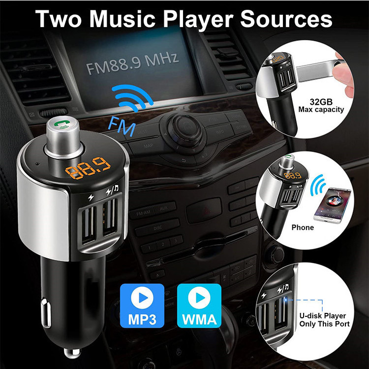 C27A Dual USB Charger Wireless  FM Transmitter MP3 Player Radio Adapter Universal Car Charge