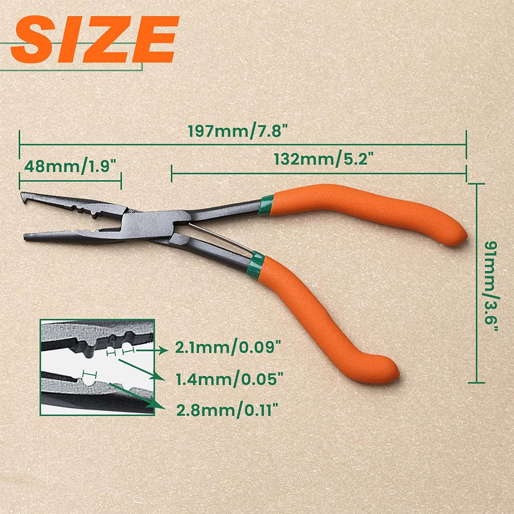 Curved Design Fishing Pliers Hook Remover Long Nose Fish Plier High Carbon Steel Crimping Cut Line Fishing Plier