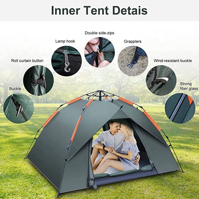 Hydraulic Dome Tent Canopy for Camping Automatic Waterproof Tents 3-4 Person Canopy Easy to Set up and package