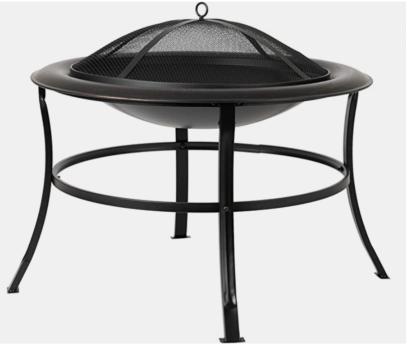 30 inch Steel Wood Burning Lightweight Portable Outdoor Firepit Round firebowl brazier Included Wood Grate and Screen Lift Tool