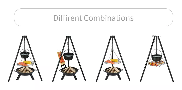 Tripod Swivel Grill high quality Outdoor camping bbq grill hanging chain grill with fire bowl