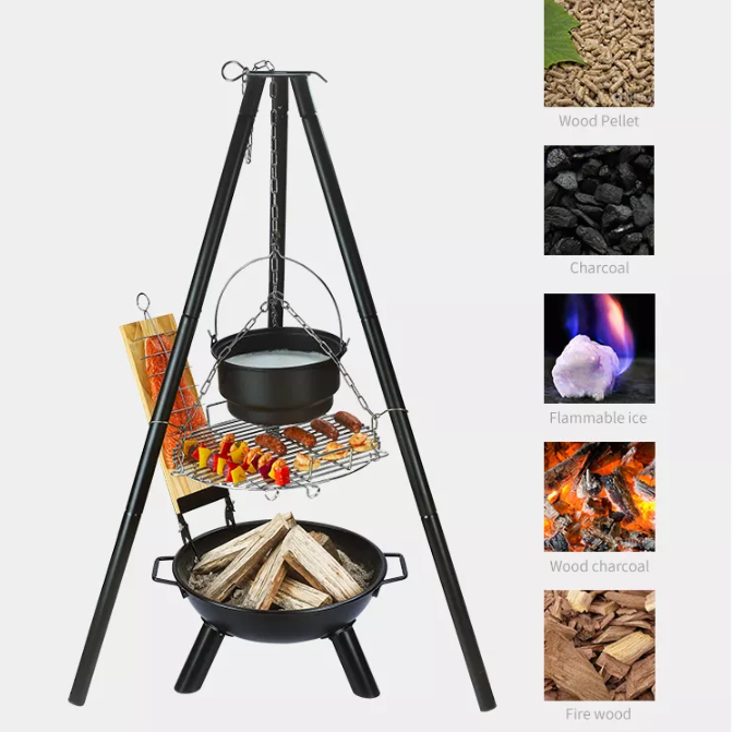 Tripod Swivel Grill high quality Outdoor camping bbq grill hanging chain grill with fire bowl