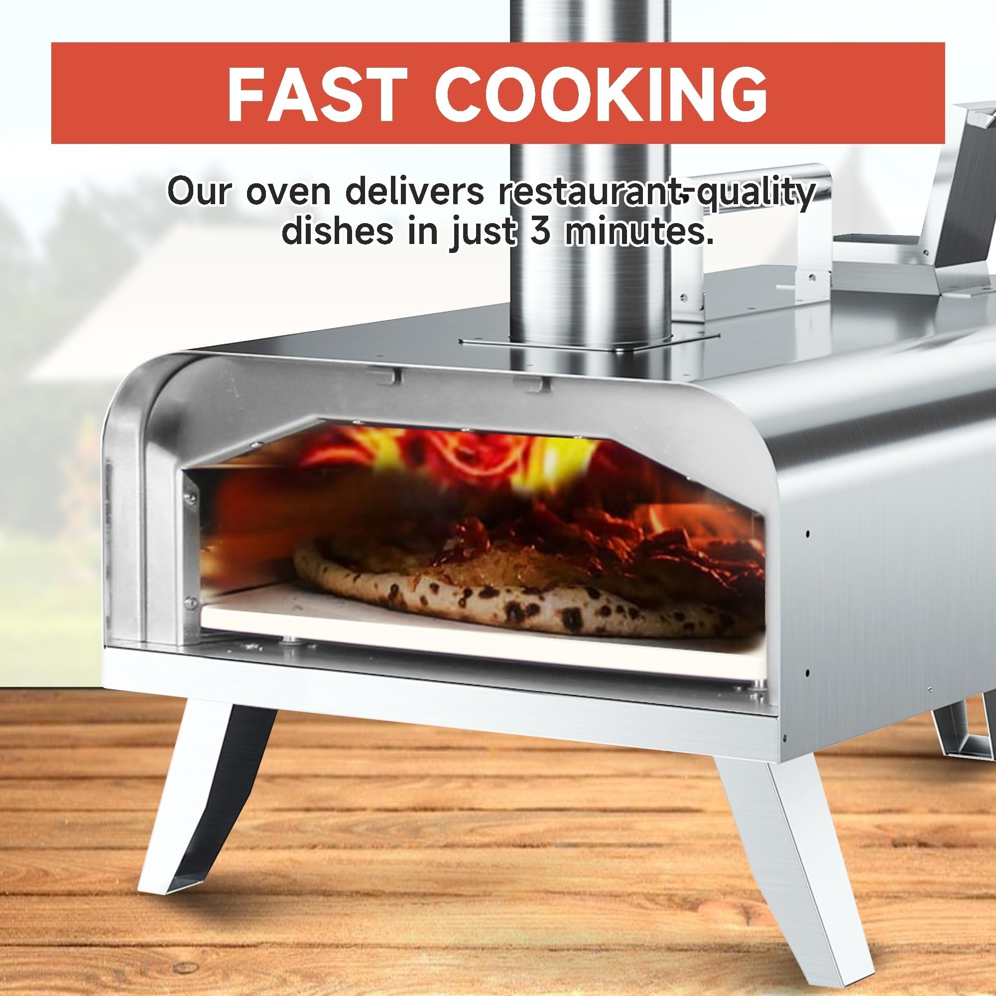 High Quality  Outdoor Portable Mini Pellet Wood Fired Pizza Ovens In Stainless Steel Material