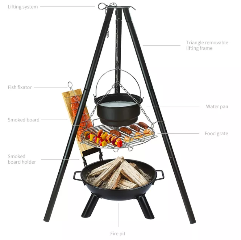 Tripod Swivel Grill high quality Outdoor camping bbq grill hanging chain grill with fire bowl