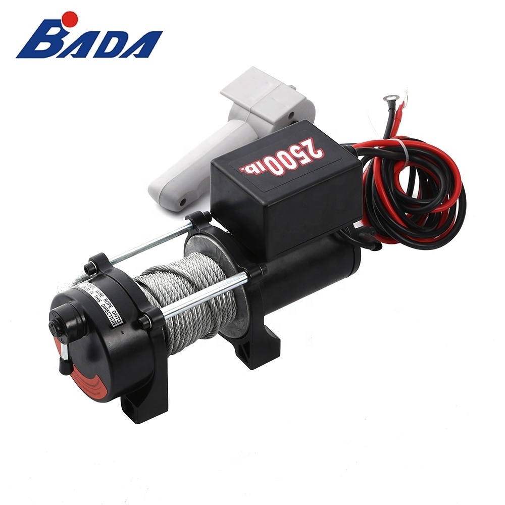 BADA 2500lbs 12V/24V DC car cheap small wire rope electric winch