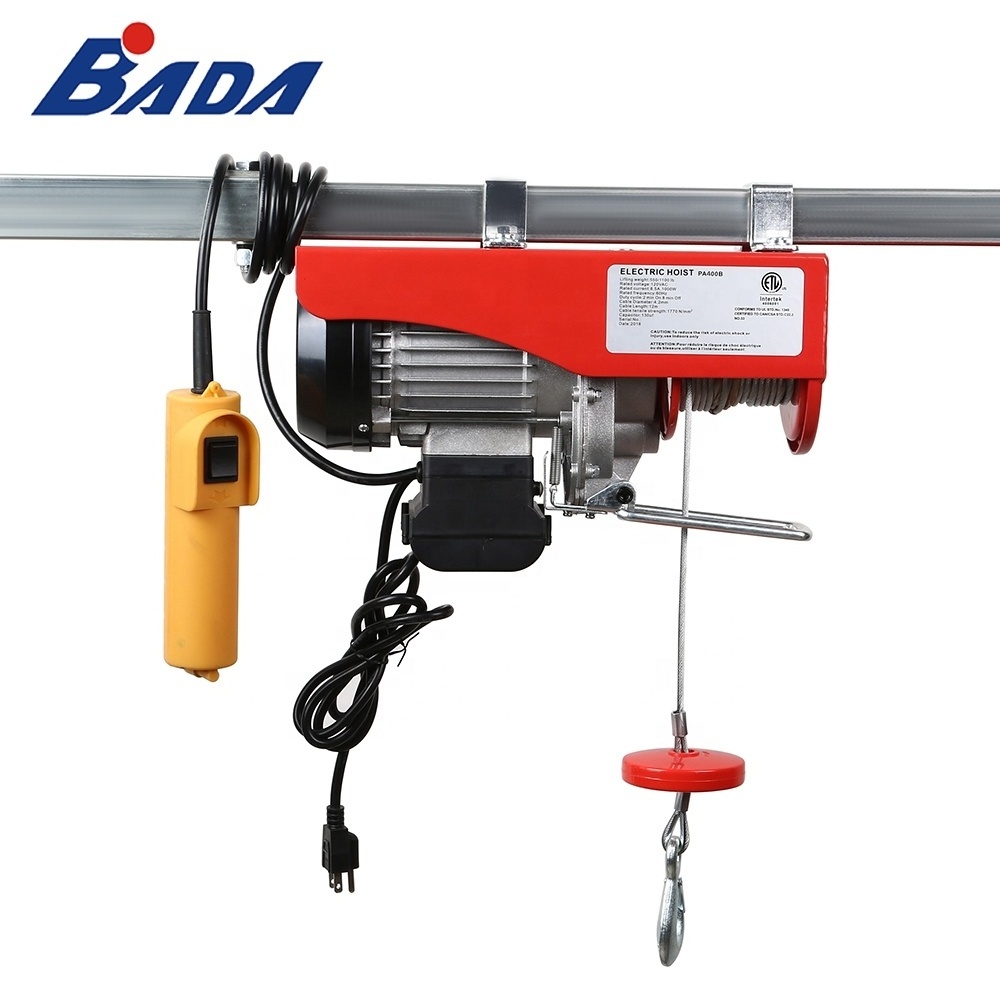 BADA factory price PA400B 440/880lb 120V AC capacity electric wire rope chain hoist small hoist