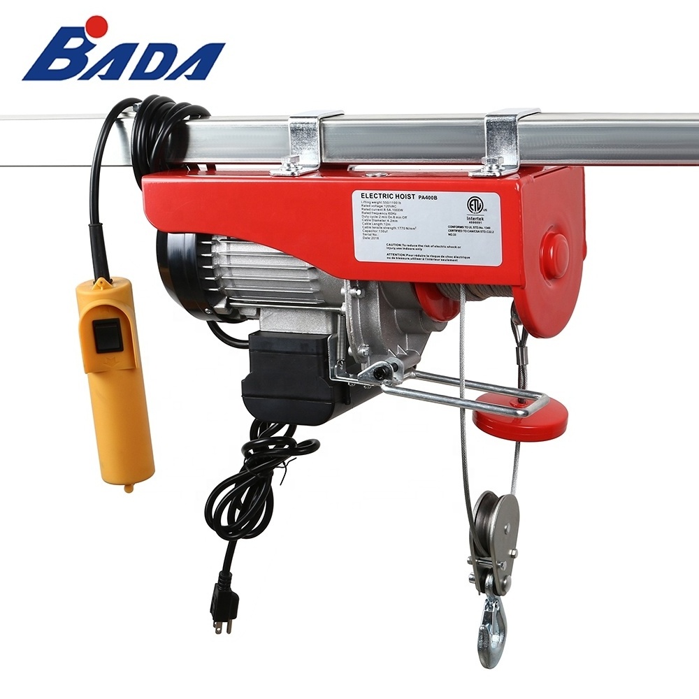 BADA factory price PA400B 440/880lb 120V AC capacity electric wire rope chain hoist small hoist