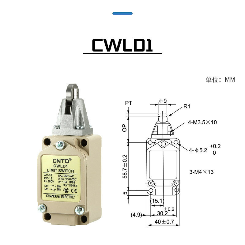 Hot sale CWLD1 Oil-Tight Roller Plunger Actuator with 10A Max. Current Heavy Duty Compact Momentary Limit Switch