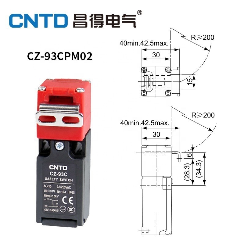 100%new CNTD CZ Safety door switch TZ-93C/93B gate-type limit switch Key Industrial safety power electromagnetic door lock