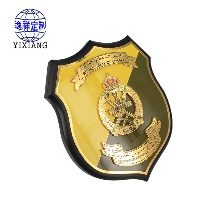 Wholesale Custom Blank Bronze gold Award Trophy Wooden Shield Plaques